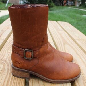 UGG Chestnut Leather Ankle Boots